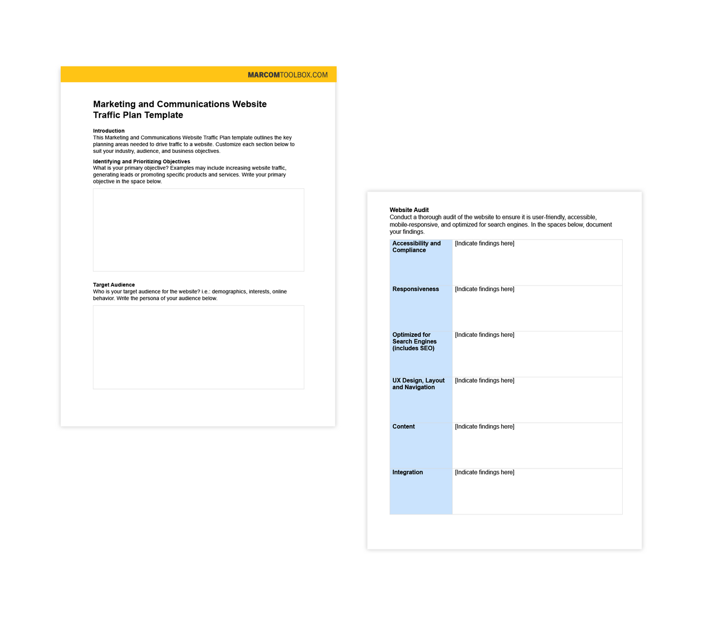 Website Traffic Plan Template