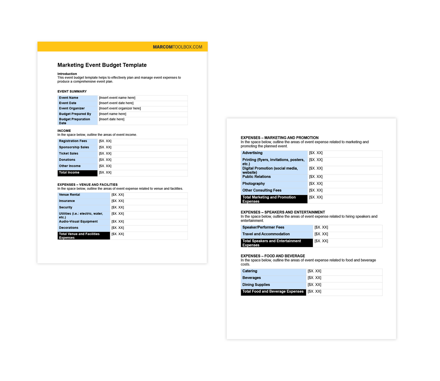 Marketing Event Budget Template