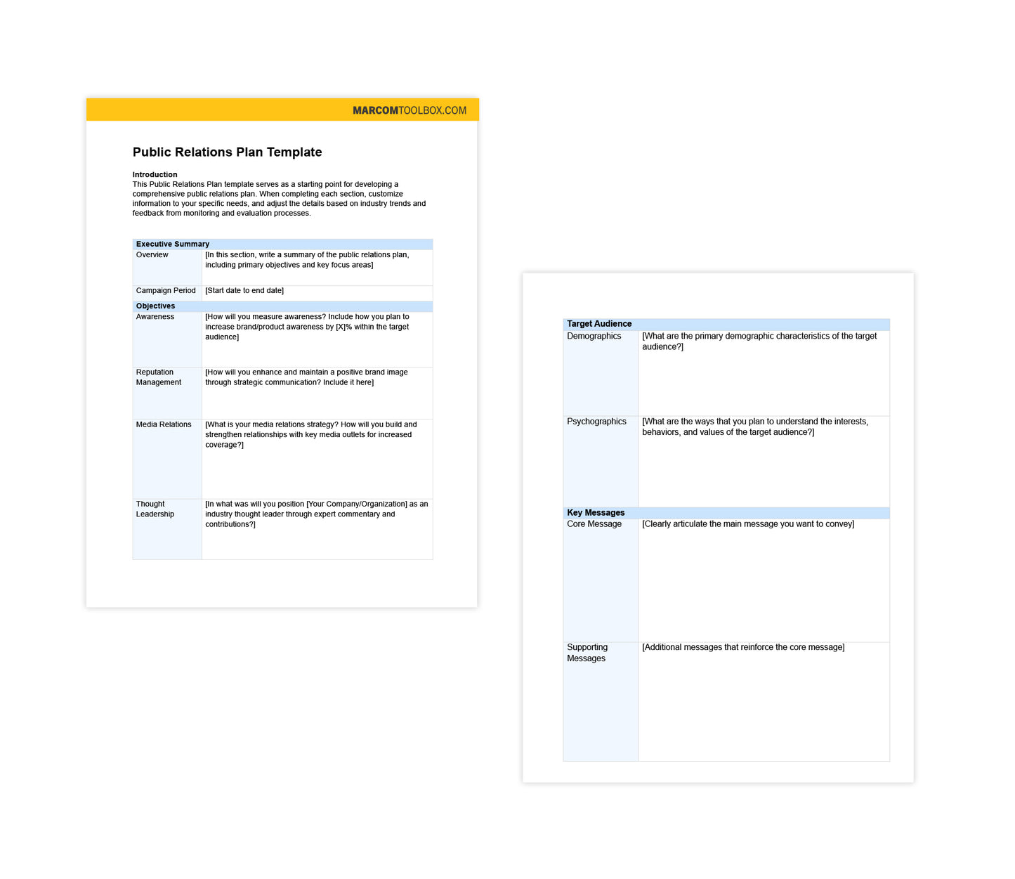 Public Relations Plan Template