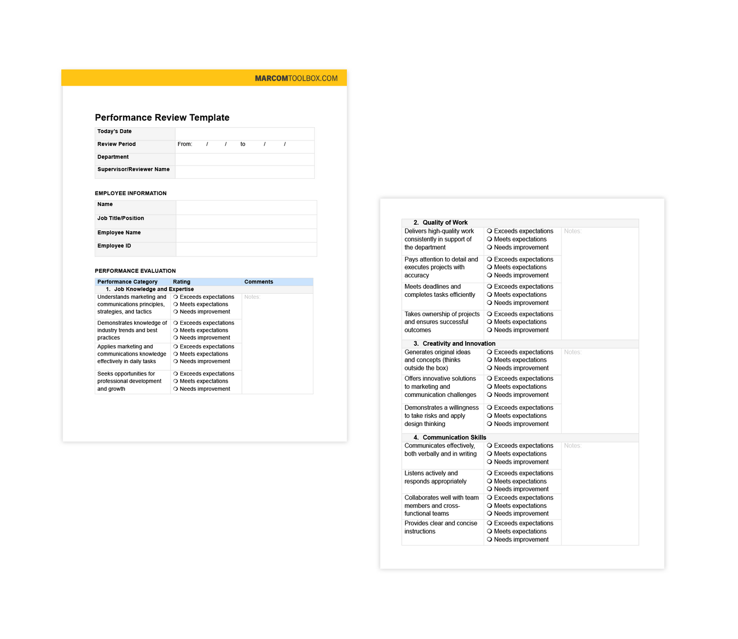 Performance Review Template