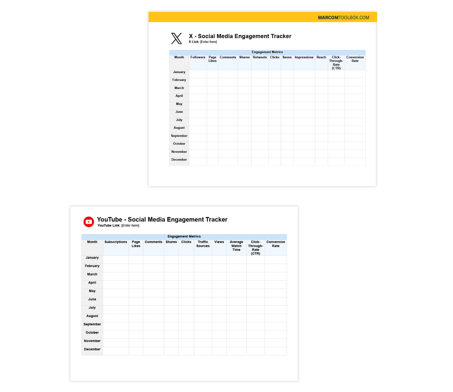 Social Media Engagement and Analytic Tracker Template